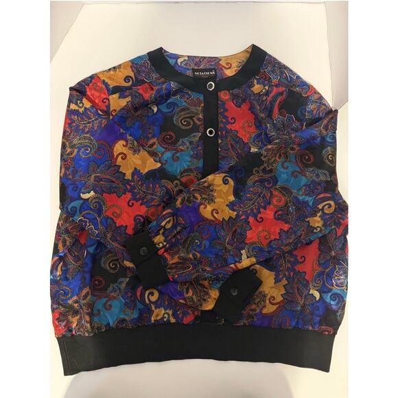 Vintage Notations Top Womens 18W Paisley Satin Blouse 90s - Picture 1 of 9